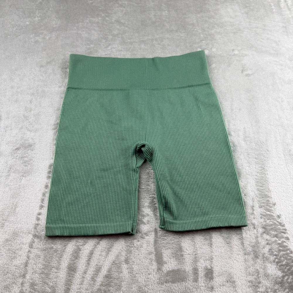 Double‎ Zero Women's M Medium Ribbed Biker Shorts Green